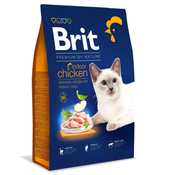 Сухий корм Premium Brit Indoor для дорослих домашніх котів з куркою
