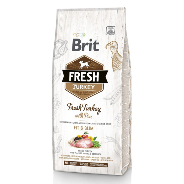 Сухий корм Brit Чехія Fresh Fit and Slim для дорослих собак з зайвою вагою з індичкою та горохом