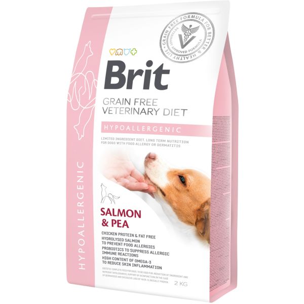 Сухий корм VetDiets Brit Grain Free Hypoallergenic для собак з харчовою алергією з лососем, горохом і гречкою