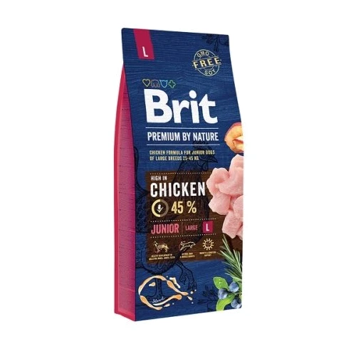 Сухий корм Premium Brit Junior L для цуценят та молодих собак великих порід від 1 до 24 місяців вагою 25-45 кг з куркою