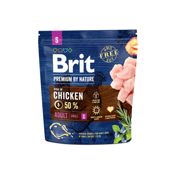 Сухий корм Premium Brit Adult S для дорослих собак дрібних порід вагою 1-10 кг з куркою