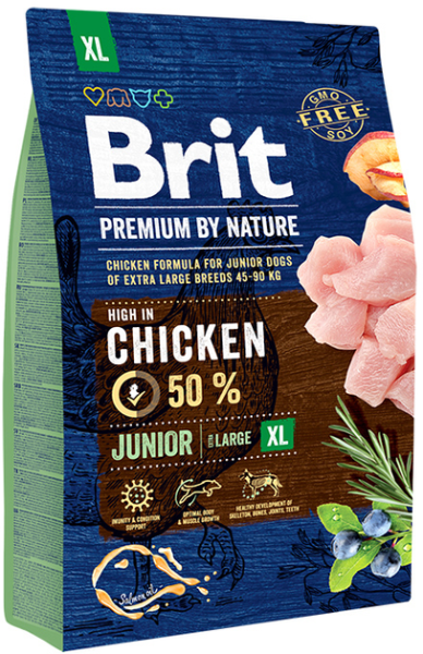 Сухий корм Premium Brit Junior XL для цуценят і молодих собак гігантських порід від 1 до 30 місяців вагою 45-90 кг з куркою