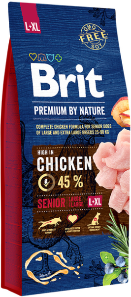 Сухий корм Premium Brit Senior L+XL для собак похилого віку великих та гігантських порід вагою 25-90 кг з куркою