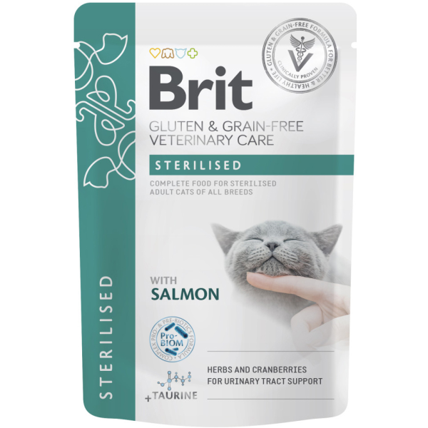 Влажный корм VetDiets Brit Grain Free Sterilised для кошек со вкусом лосося