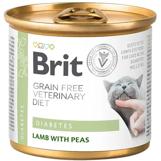 Влажный корм VetDiets Brit Grain Free Diabetes для кошек с сахарным диабетом с ягненком и зеленым горошком