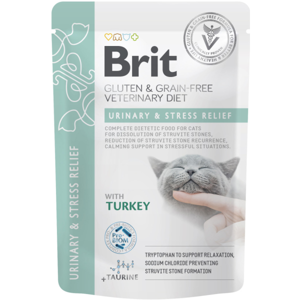 Влажный корм VetDiets Brit Grain Free Urinary and Stress Relief для кошек со вкусом индейки