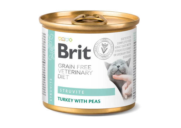 Вологий корм VetDiets Brit Grain Free Struvite для котів при лікуванні та для профілактики сечокамяної хвороби з індичкою та горохом