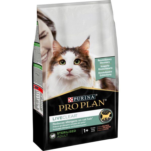 Сухой корм Pro Plan Purina Франция LiveClear Sterilised для стерилизованных кошек с эффектом уменьшения аллергенов на шерсти с лососем