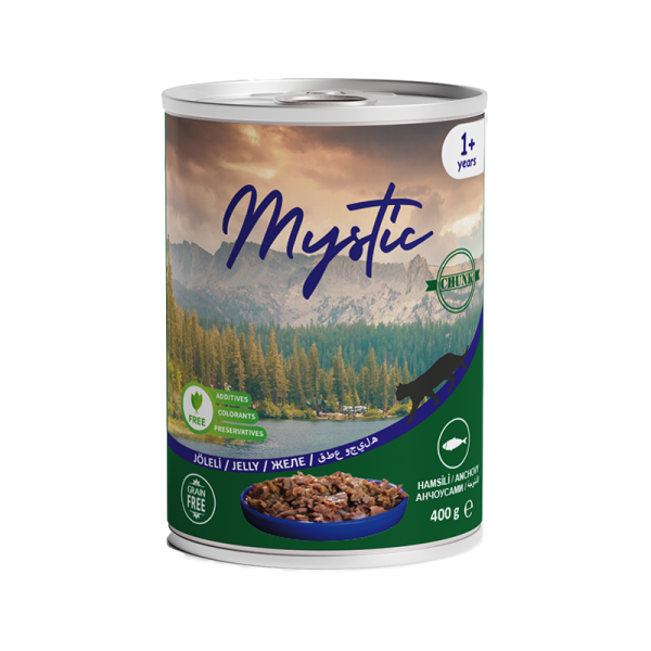 Вологий корм Mystic Туреччина для котів, шматочки анчоуса в желе