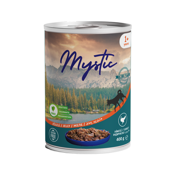 Вологий корм Mystic Туреччина для собак, шматочки індички в желе