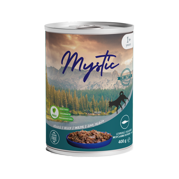 Вологий корм Mystic Туреччина для собак, шматочки морського окуня в желе