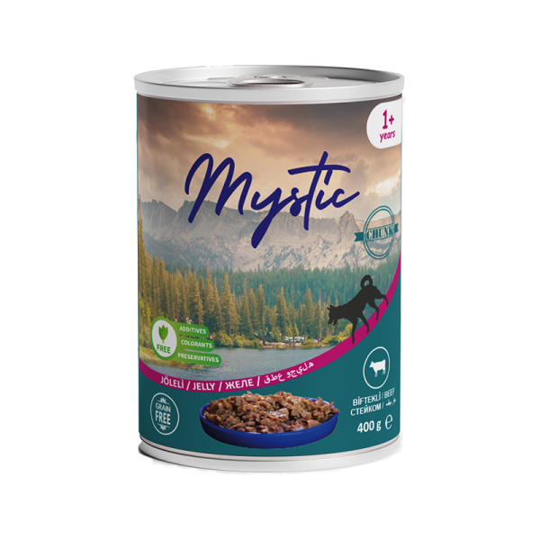 Вологий корм Mystic Туреччина для собак, шматочки яловичини в желе