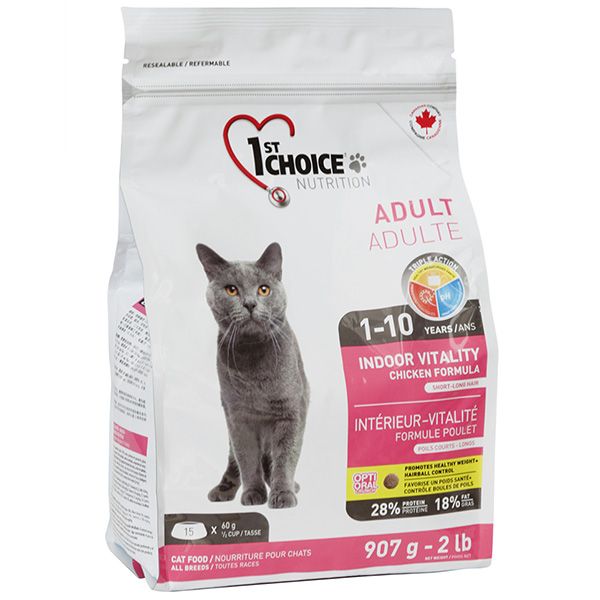 Сухой корм 1st Choice Канада Indoor Vitality для домашних короткошерстных кошек с курицей