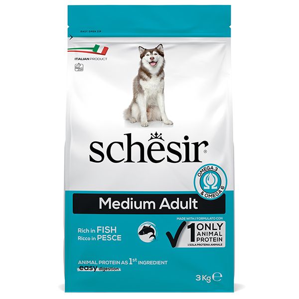 Сухий корм Schesir Італія Medium Adult для собак середніх порід з рибою
