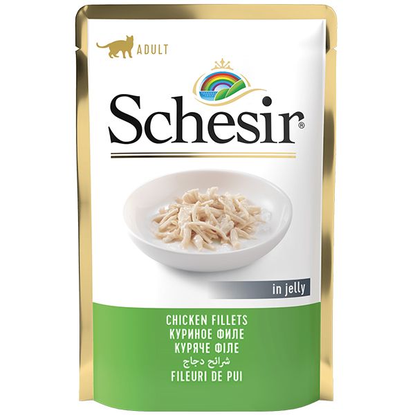 Влажный корм Schesir Италия в желе для кошек со вкусом курицы