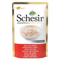Влажный корм Schesir Италия в желе для кошек со вкусом курицы и окуня