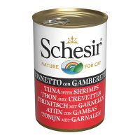 Влажный корм Schesir Италия для кошек со вкусом тунца и креветок