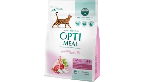 Сухой корм Optimeal Украина Cat Adult Sensitive для взрослых кошек с чувствительным пищеварением с ягненком