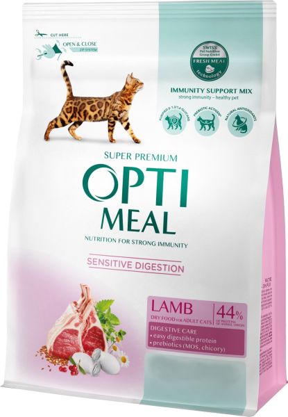 Сухой корм Optimeal Украина Cat Adult Sensitive для взрослых кошек с чувствительным пищеварением с ягненком