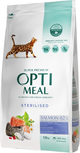 Сухой корм Optimeal Украина Cat Adult Sterilised для стерилизованных кошек с лососем
