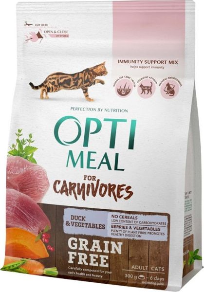 Сухой корм Optimeal Украина Cat Adult Grain Free беззерновой для взрослых кошек с уткой и овощами