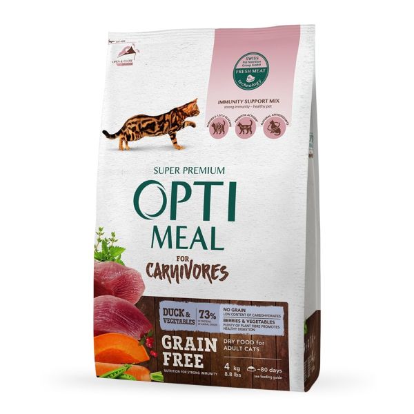 Сухой корм Optimeal Украина Cat Adult Grain Free беззерновой для взрослых кошек с уткой и овощами