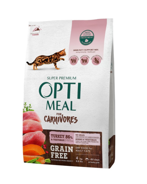 Сухой корм Optimeal Украина Cat Adult Grain Free беззерновой для взрослых кошек с индейкой и овощами