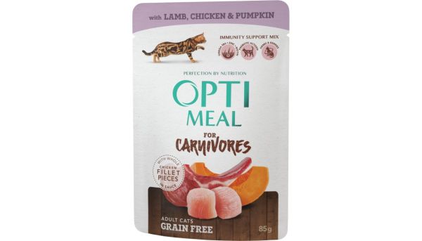 Влажный корм Optimeal Украина Grain Free беззерновой для кошек с ягненком и курицей в тыквенном желе
