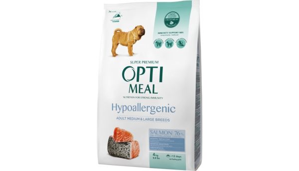 Сухий корм Optimeal Україна Dog Adult Medium and Large Breeds Hypoallergenic гіпоалергенний для дорослих собак середніх та великих порід з лососем