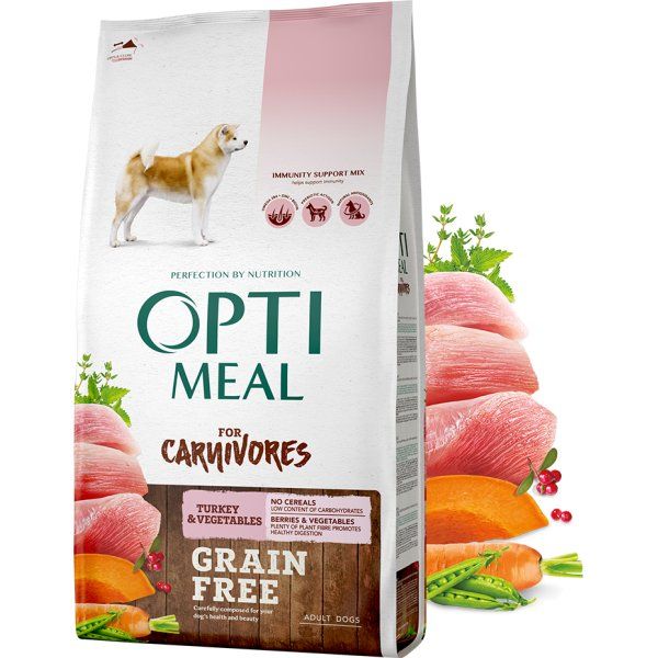 Сухий корм Optimeal Україна Dog Adult Grain Free беззерновий для дорослих собак усіх порід з індичкою та овочами