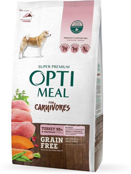 Сухой корм Optimeal Украина Dog Adult Grain Free беззерновой для взрослых собак всех пород с индейкой и овощами