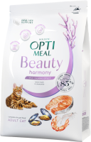 Сухий корм Optimeal Україна Cat Beauty Harmony для дорослих котів для зменшення дратівливості та заспокоєння з морепродуктами