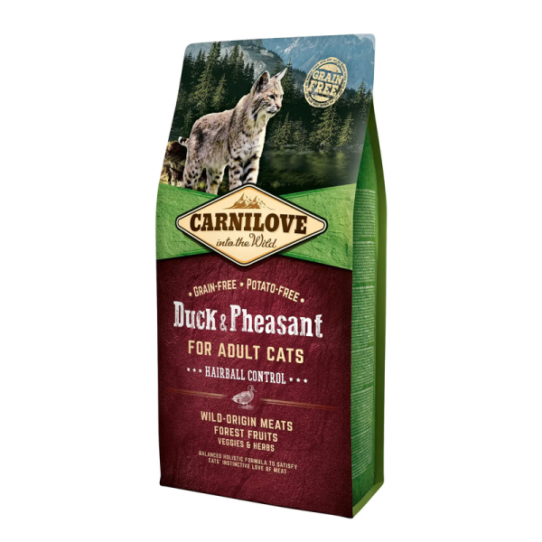Сухой корм Carnilove Чехия Hairball Controll для кошек для вывода шерсти с уткой и фазаном