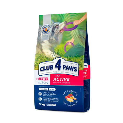 Сухой корм Клуб 4 лапы Украина Premium Active для активных собак средних пород со вкусом курицы