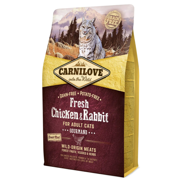 Сухий корм Carnilove Чехія Fresh для дорослих котів зі свіжою куркою та кроликом