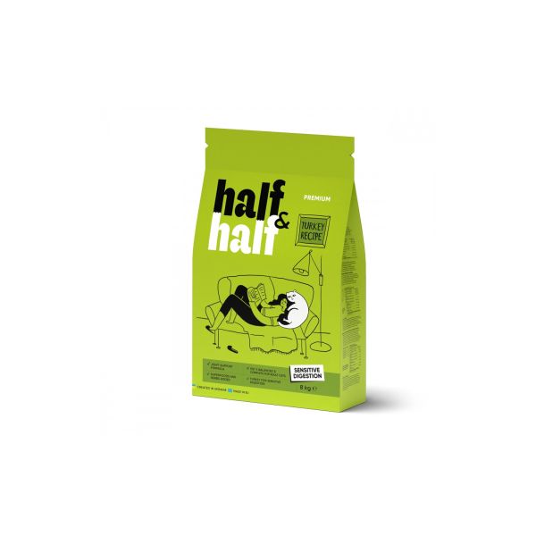 Сухой корм Half&Half Польша для взрослых кошек с индейкой
