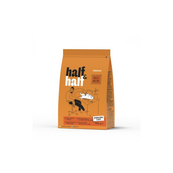 Сухой корм Half&Half Польша для взрослых стерилизованных кошек с говядиной