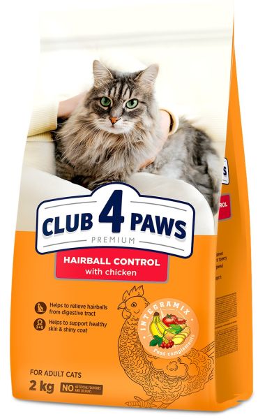 Сухой корм Клуб 4 лапы Украина Premium Hairball Control для кошек с эффектом выведения шерсти со вкусом курицы