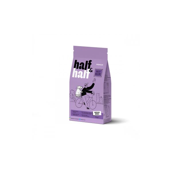 Сухий корм Half&Half Польща для дорослих собак середніх порід із яловичиною