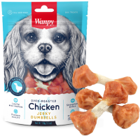 Ласощі Wanpy Китай Chicken Jerky Dumbbells тверді кісточки із сириці, обгорнуті вяленим курячим мясом