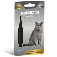 Капли ProVET Украина Моксистоп для кошек массой от 4 до 10 кг, 1 пипетка на 1 мл