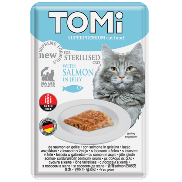 Вологий корм Tomi Німеччина для стерилізованих котів з лососем в желе