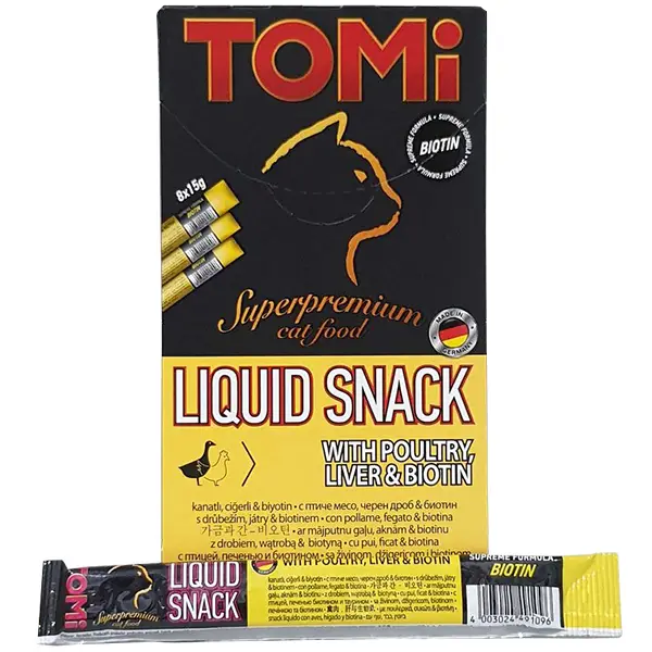 Ласощі Tomi Німеччина рідкі для котів з птицею, лівером та біотином