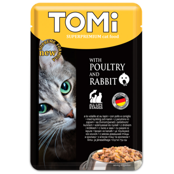 Влажный корм Tomi Германия для кошек с птицей и кроликом
