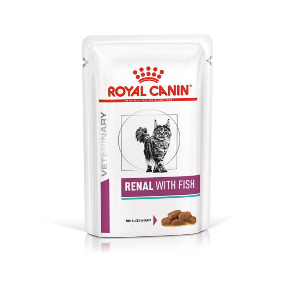Вологий корм Royal Canin Польща Renal для котів при захворюваннях нирок з рибою