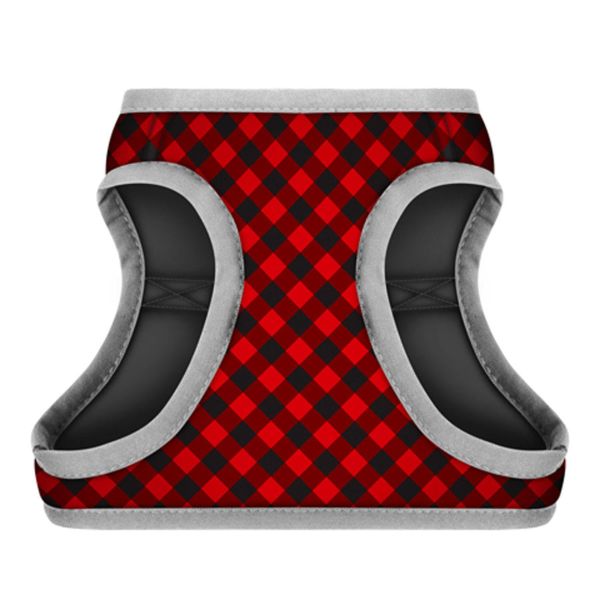 WAUDOG Украина Шлей для собак мягкая Clothes с QR паспортом, рисунок "Шотландка красная"