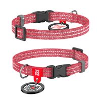 WAUDOG Украина Ошейник для собак Re-cotton с QR паспортом, восстановленный хлопок, светоотражающий, пластиковая пряжка, красный