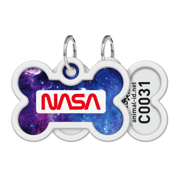 WAUDOG Украина Адресник для собак и кошек металлический Smart ID с QR паспортом, рисунок "NASA21", кость
