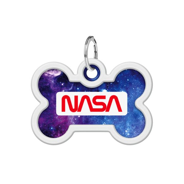 WAUDOG Украина Адресник для собак и кошек металлический Smart ID с QR паспортом, рисунок "NASA21", кость