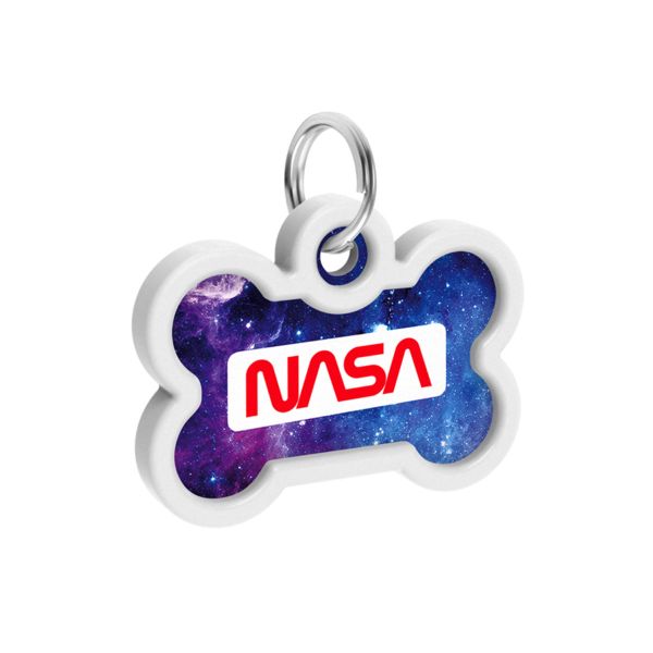 WAUDOG Украина Адресник для собак и кошек металлический Smart ID с QR паспортом, рисунок "NASA21", кость